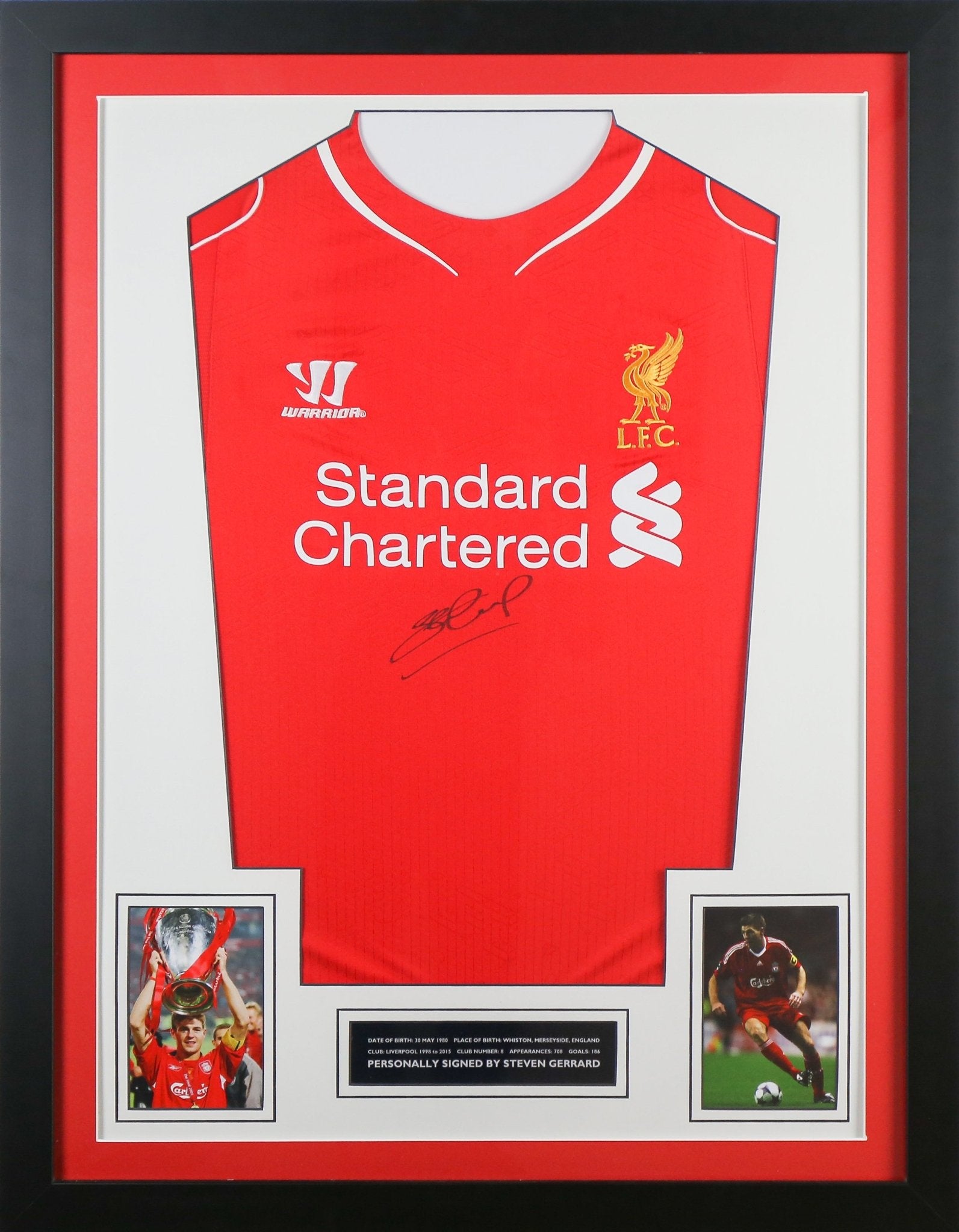 Steven Gerrard Signed Liverpool Shirt Framed Display - Memorabilia Framers Shop